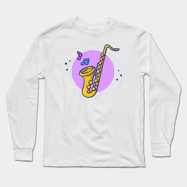 Saxophone With Music Notes Long Sleeve T-Shirt by Catalyst Labs